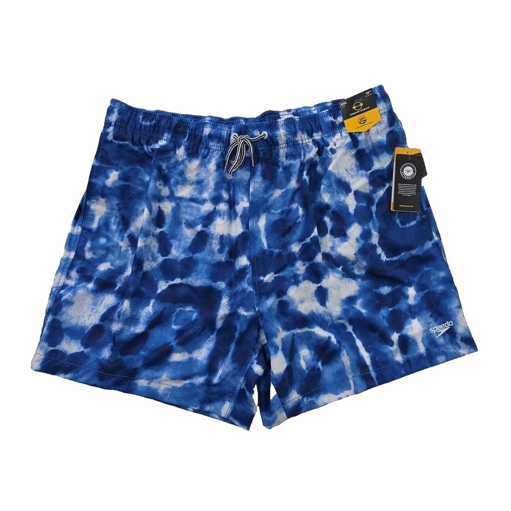 Speedo Swim‎ Trunks Mens XXL 8" Inseam Blue NEW NWT Elastic Waist Drawstring